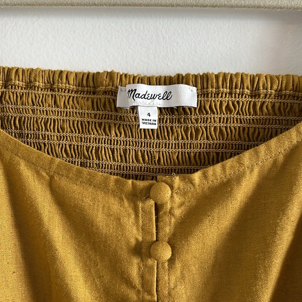 Madewell Button Front Smocked Back Top - Size 4 -… - image 4